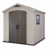 Hass Auto Point 8 x 6 ft Apex Plastic Garden Shed Beige with Double Doors & Window